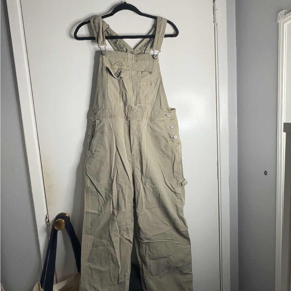 American Eagle Oversized Tan Denim Overalls